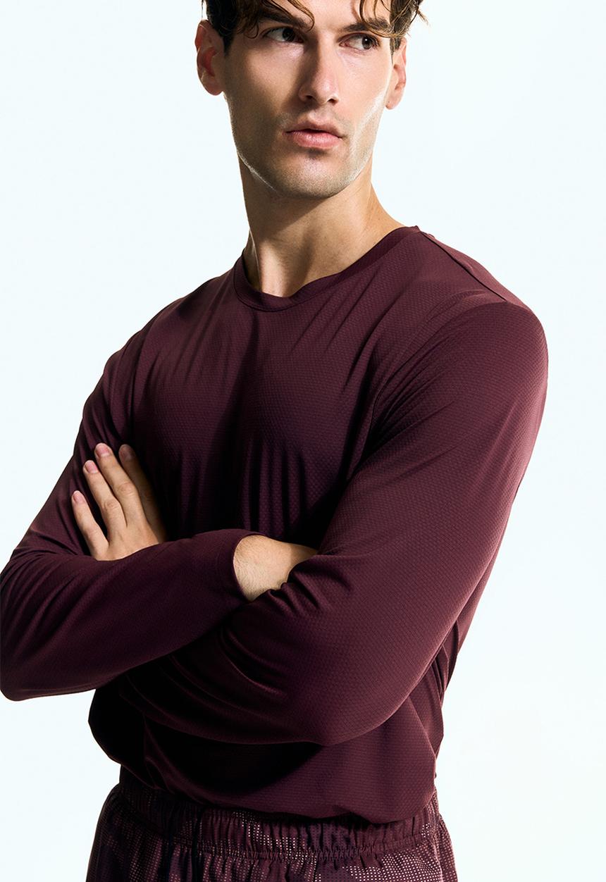 H&M - Long-sleeved sports top with drymove™ - light burgundy