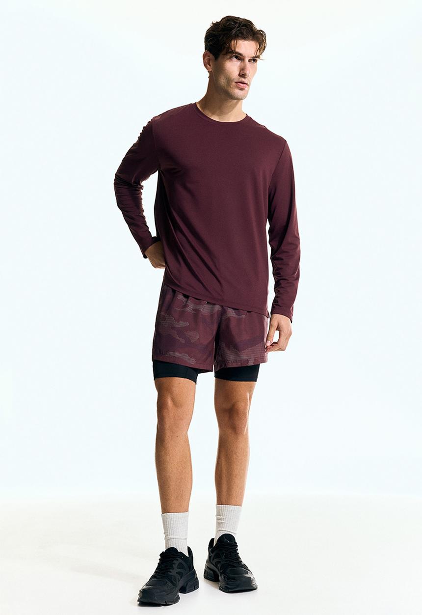 H&M - Long-sleeved sports top with drymove™ - light burgundy