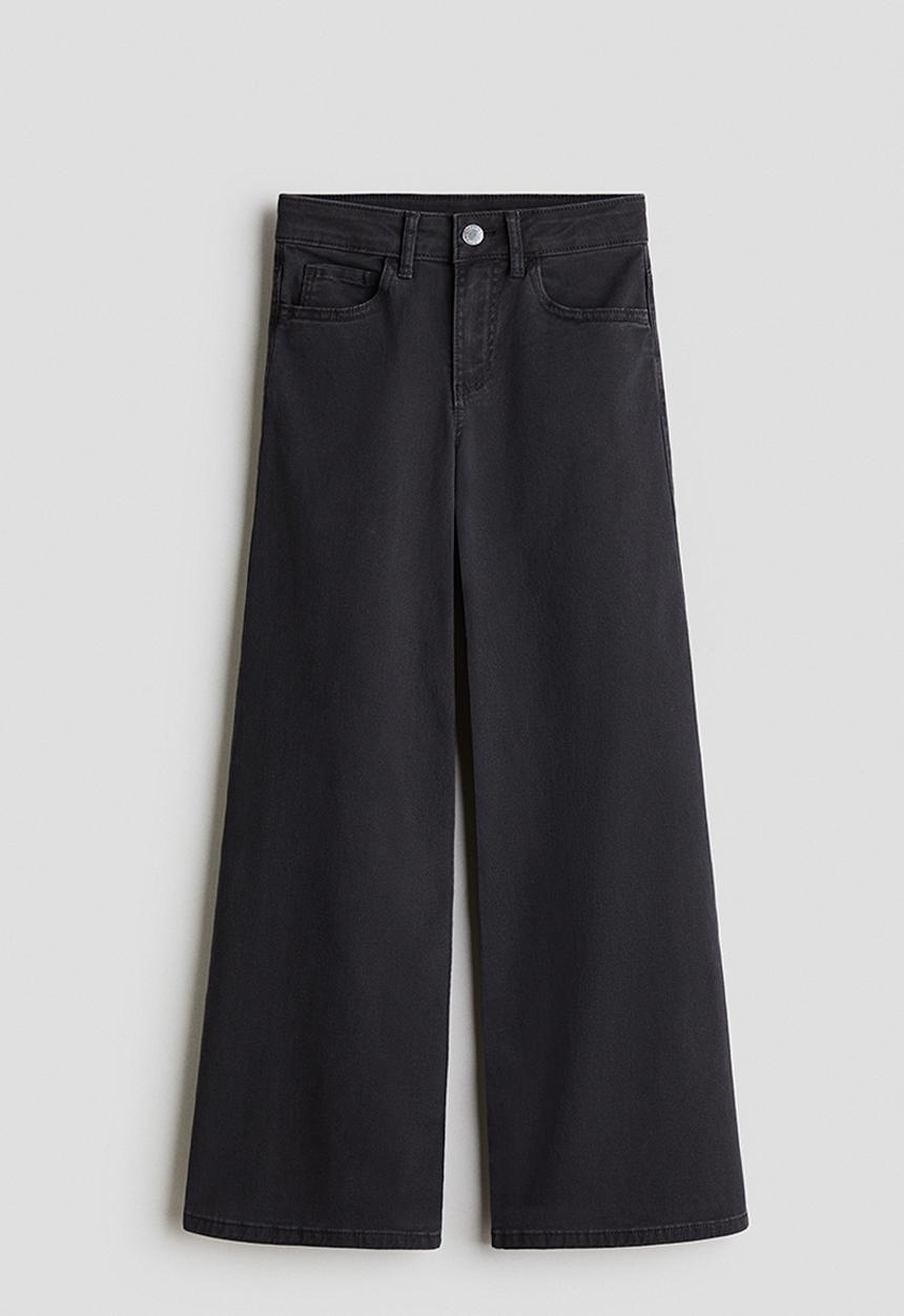 H&M - Wide leg twill trousers - denim black