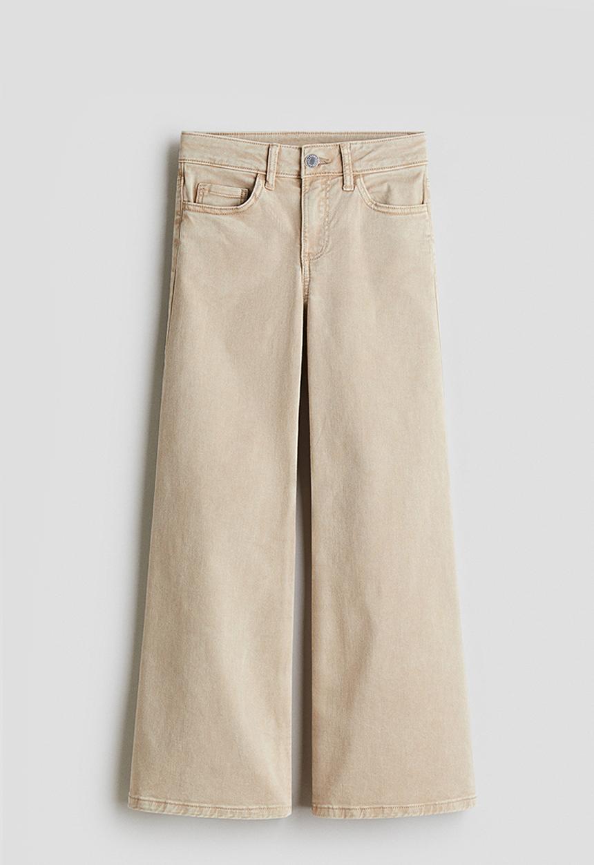 H&M - Wide leg twill trousers - light beige 