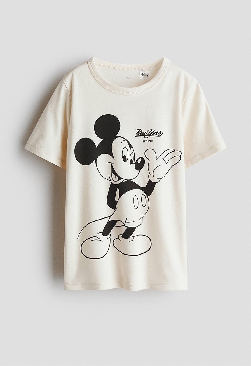 H&M - Printed T-shirt - cream mickey mouse 