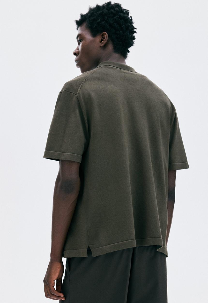 H&M - Regular fit knitted short-sleeved shirt - dark green