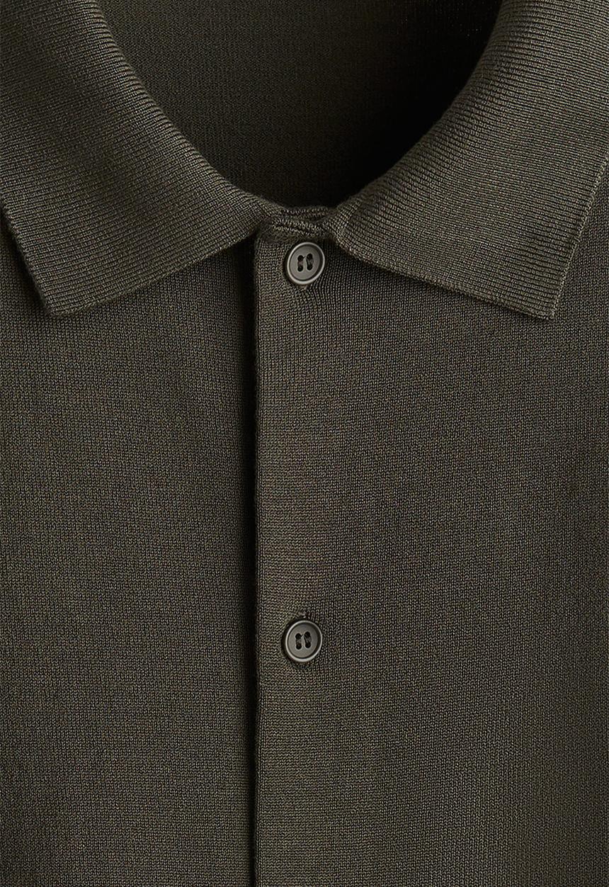 H&M - Regular fit knitted short-sleeved shirt - dark green