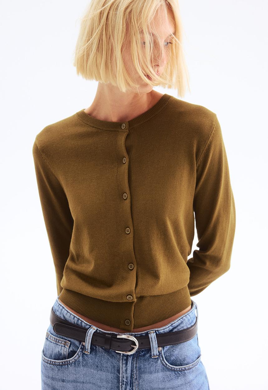 H&M - Fine-knit cardigan - olive green 