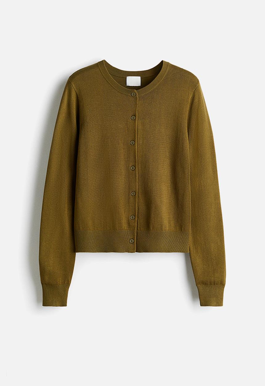 H&M - Fine-knit cardigan - olive green 