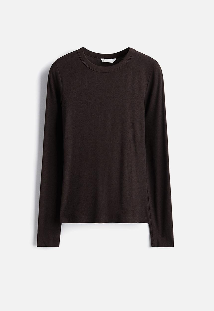 H&M - Ribbed top - dark brown