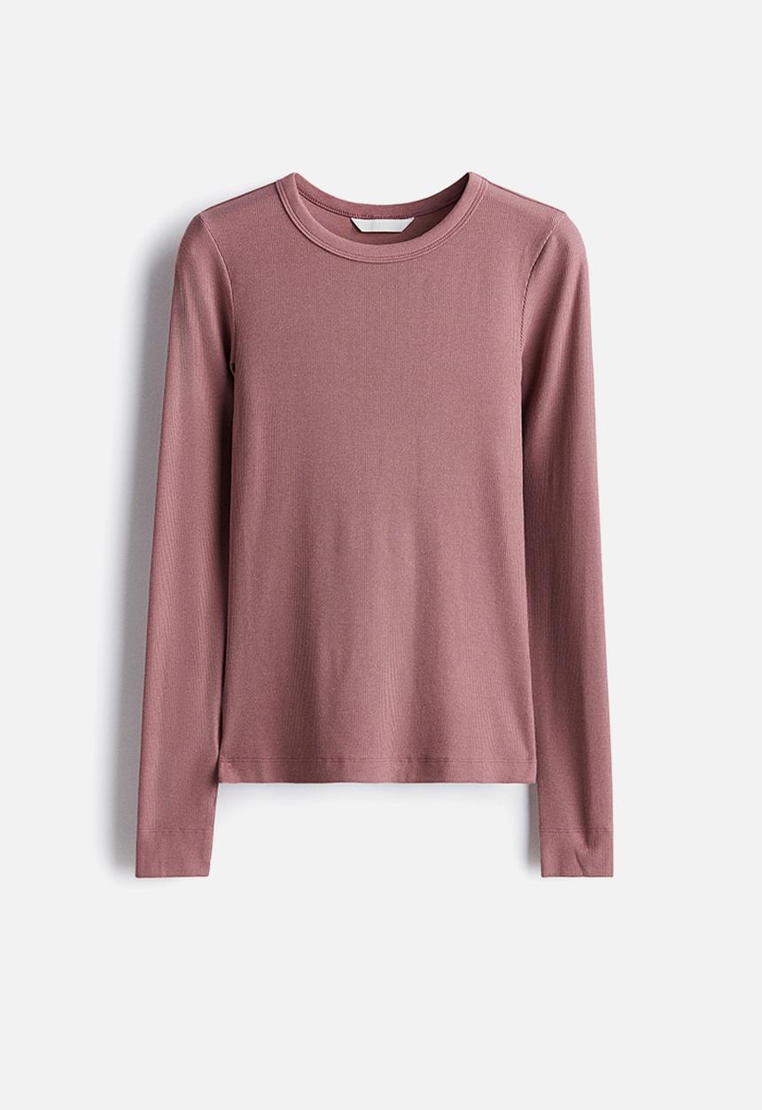 H&M - Ribbed top - dusty pink