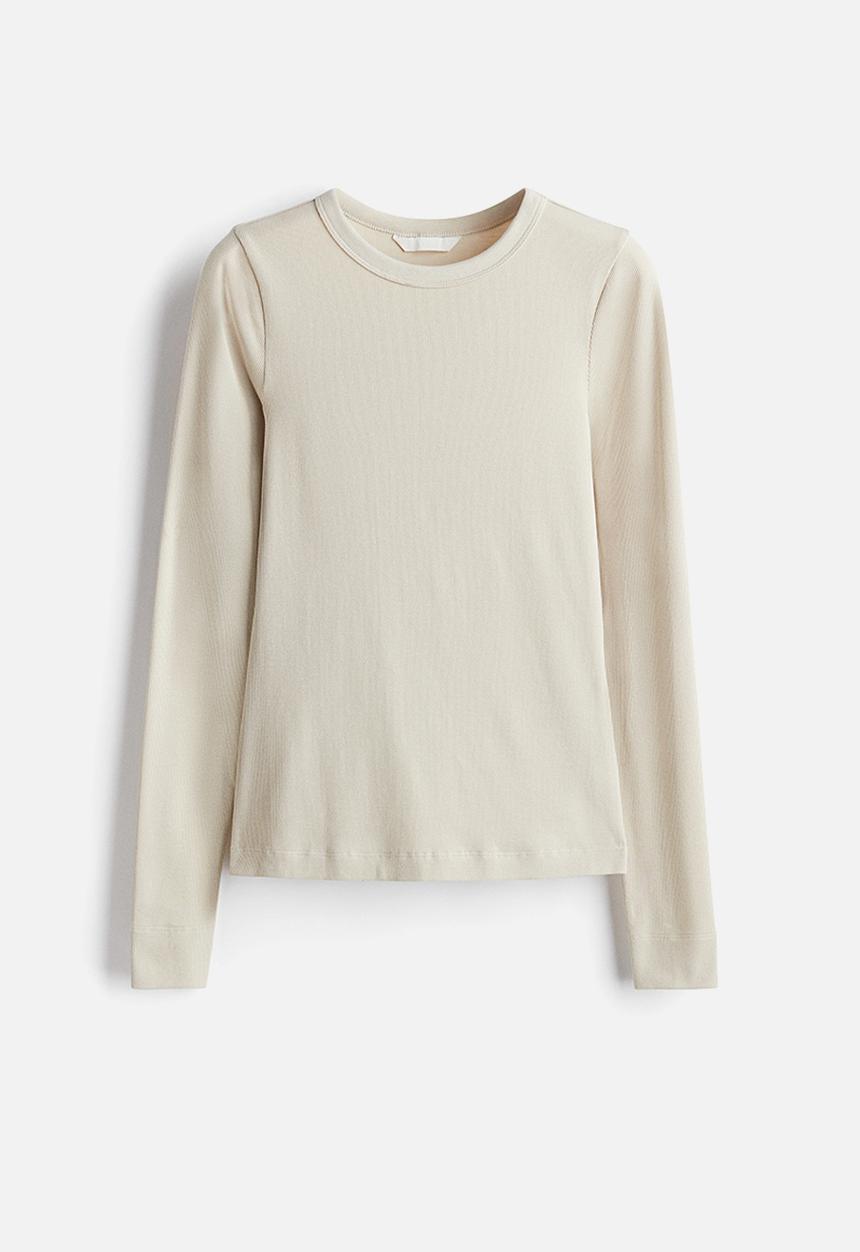 H&M - Ribbed top - light beige