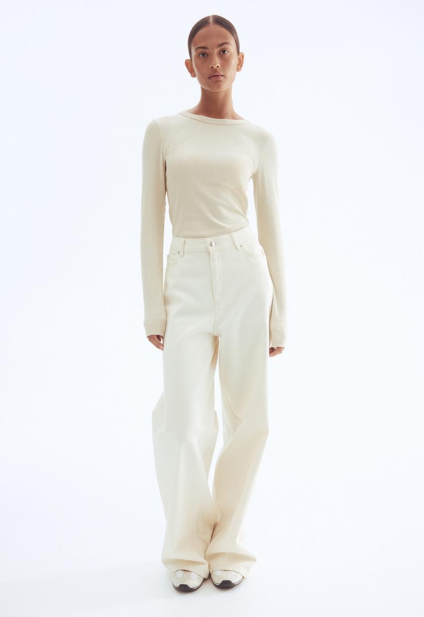 H&M - Ribbed top - light beige