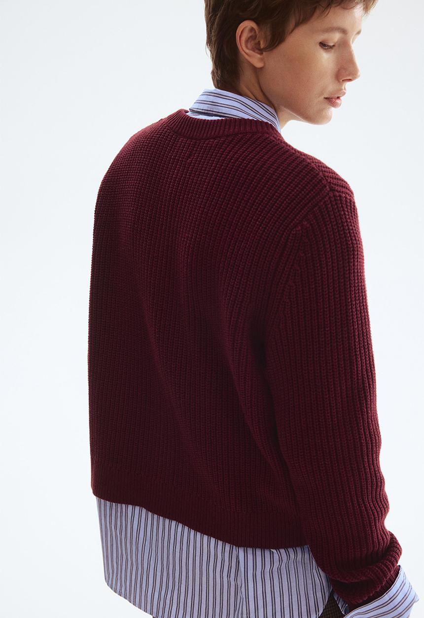 H&M - Rib-knit cardigan - burgundy 