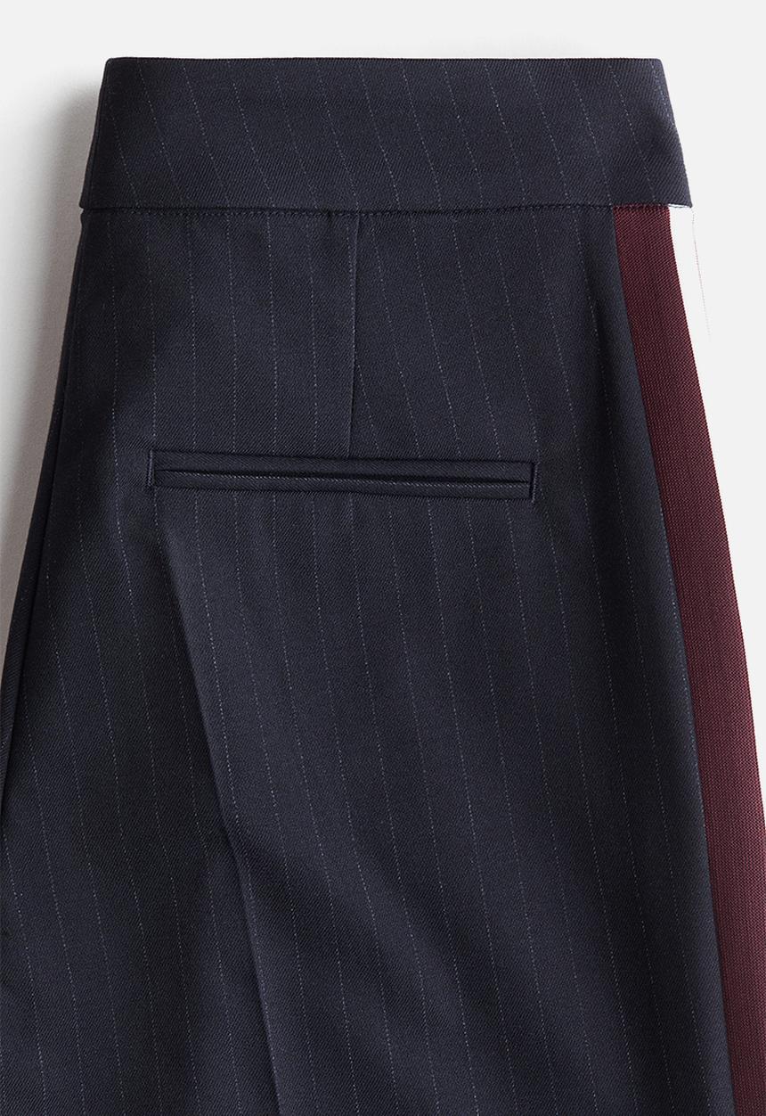 H&M - Side-striped tailored trousers - navy blue/pinstriped