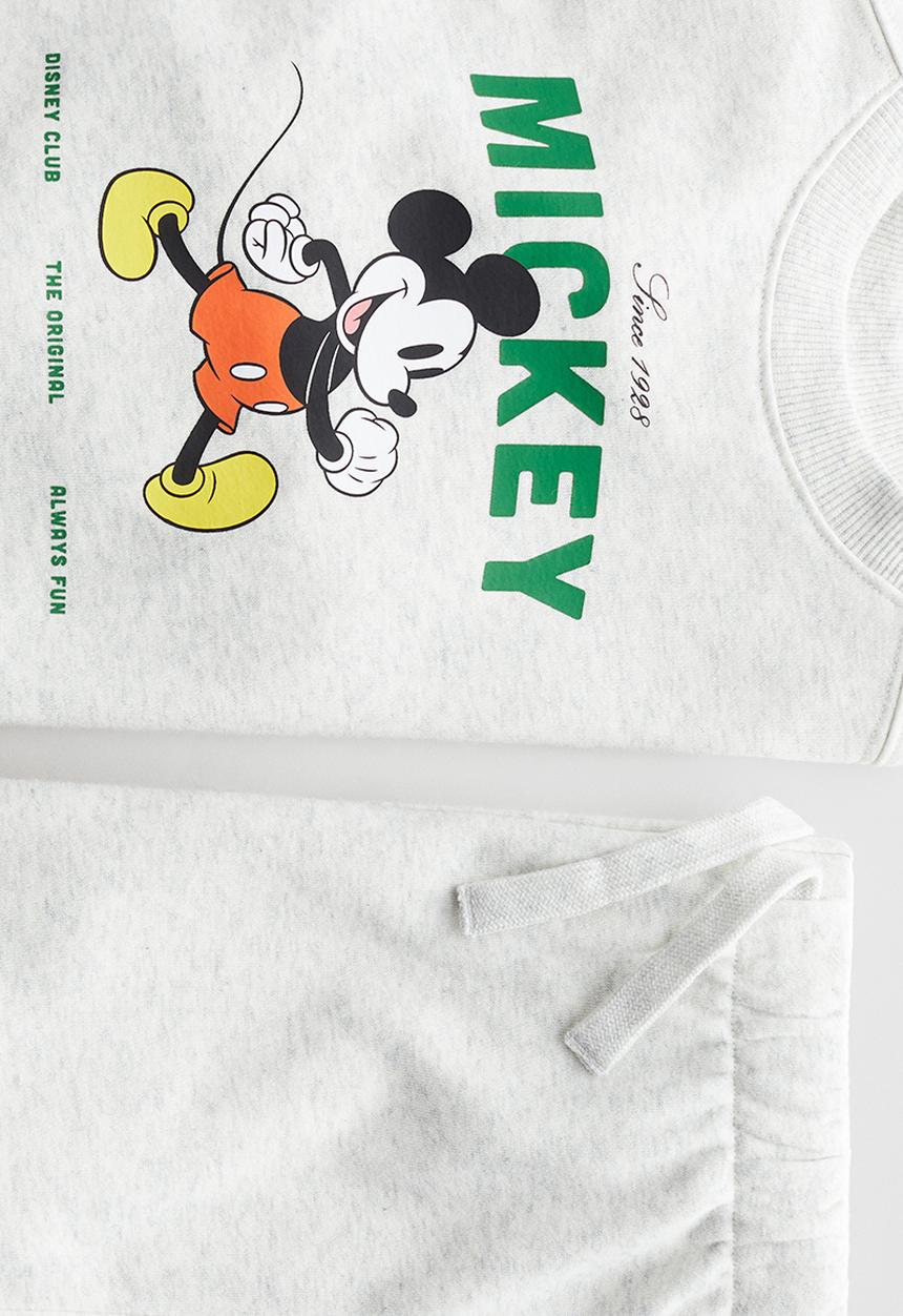 H&M - 2-Piece sweatshirt set - light grey marl/mickey mouse