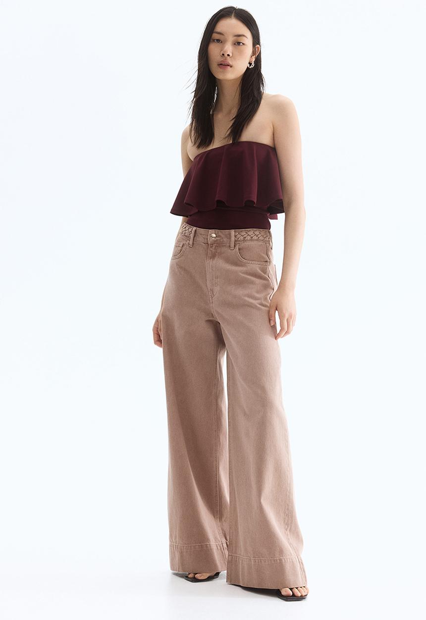 H&M - Wide high jeans - beige