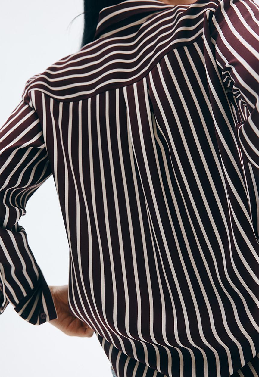 H&M - Shirt - burgundy striped 
