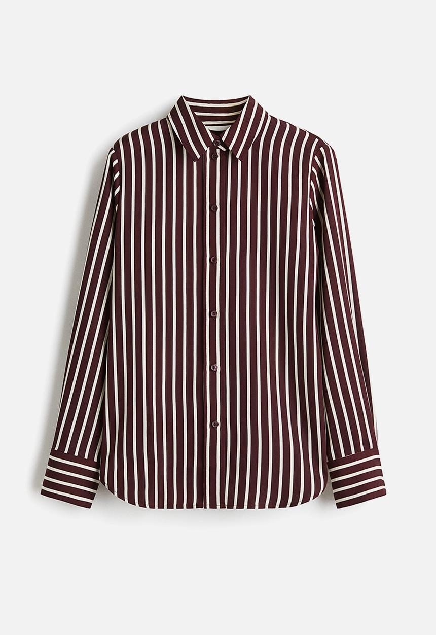 H&M - Shirt - burgundy striped 