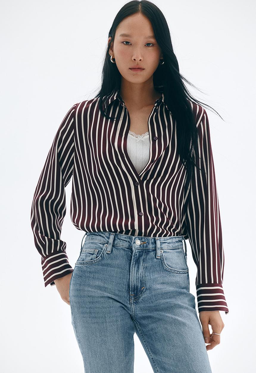 H&M - Shirt - burgundy striped 