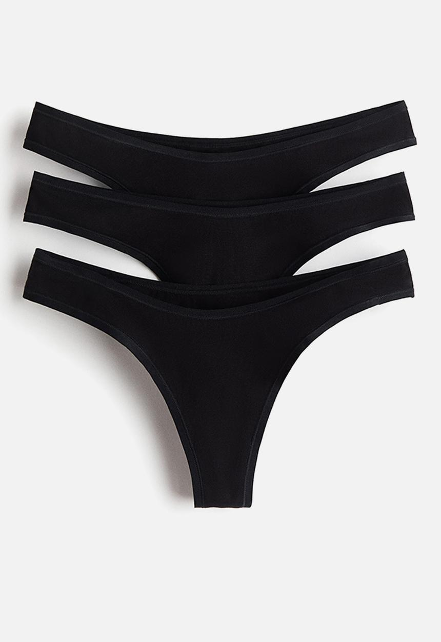 H&M - 3-Pack cotton brazilian briefs - black 