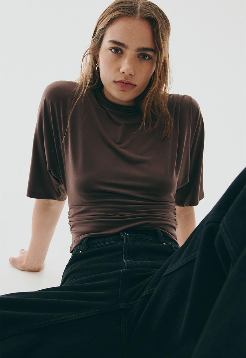 H&M - Draped top - dark brown
