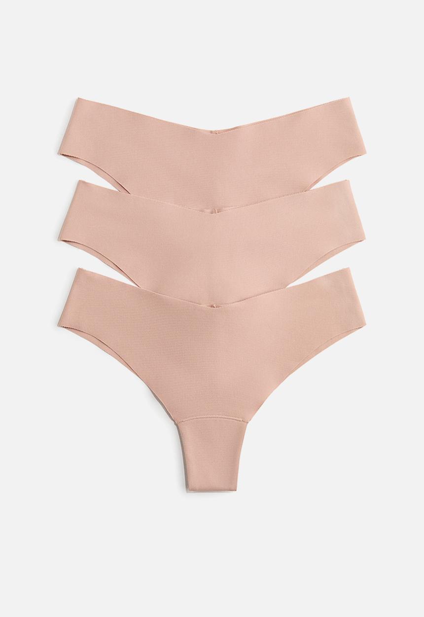 H&M - 3-Pack invisible cotton brazilian briefs - beige