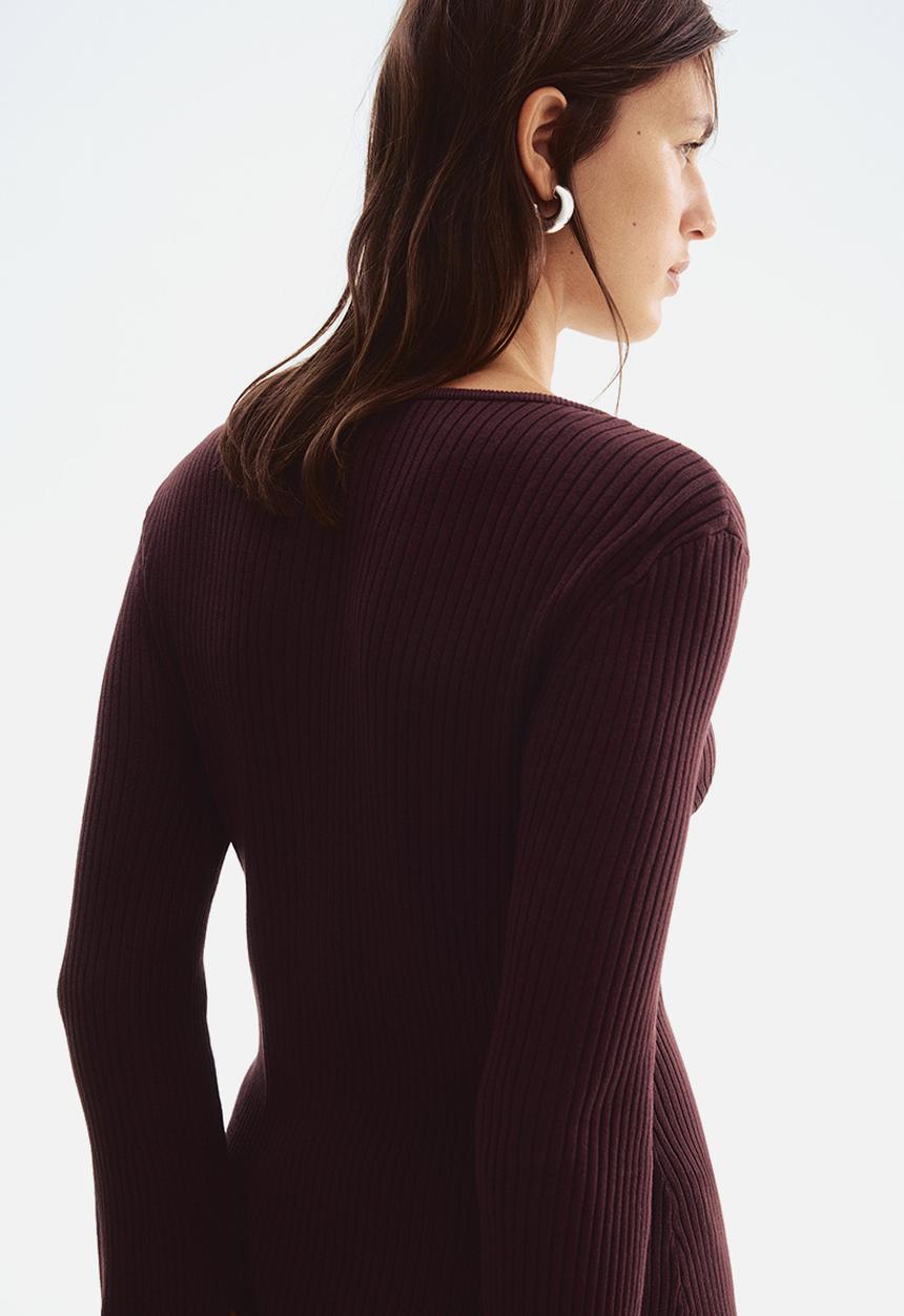 H&M - Rib-knit cardigan - dark brown