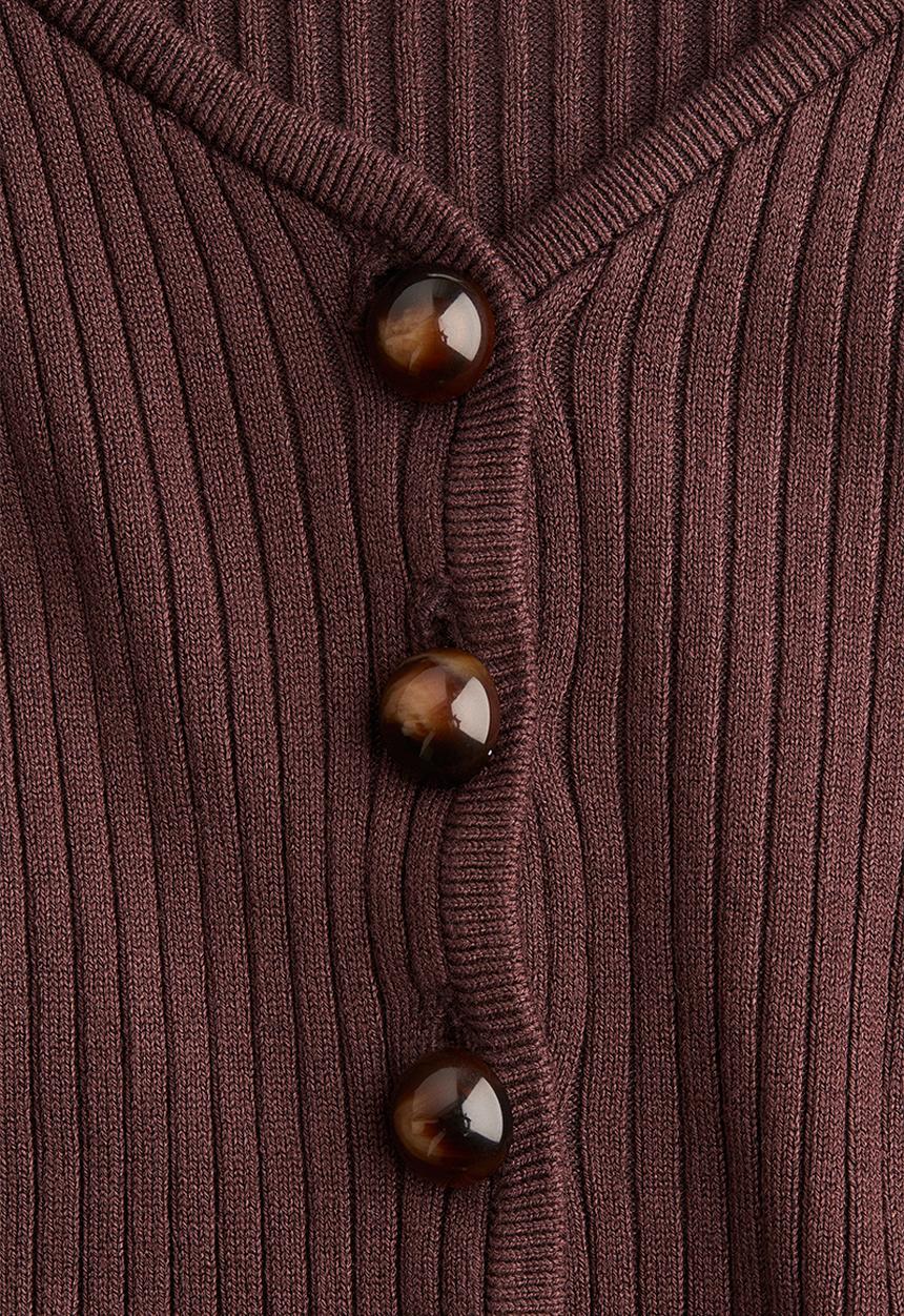 H&M - Rib-knit cardigan - dark brown