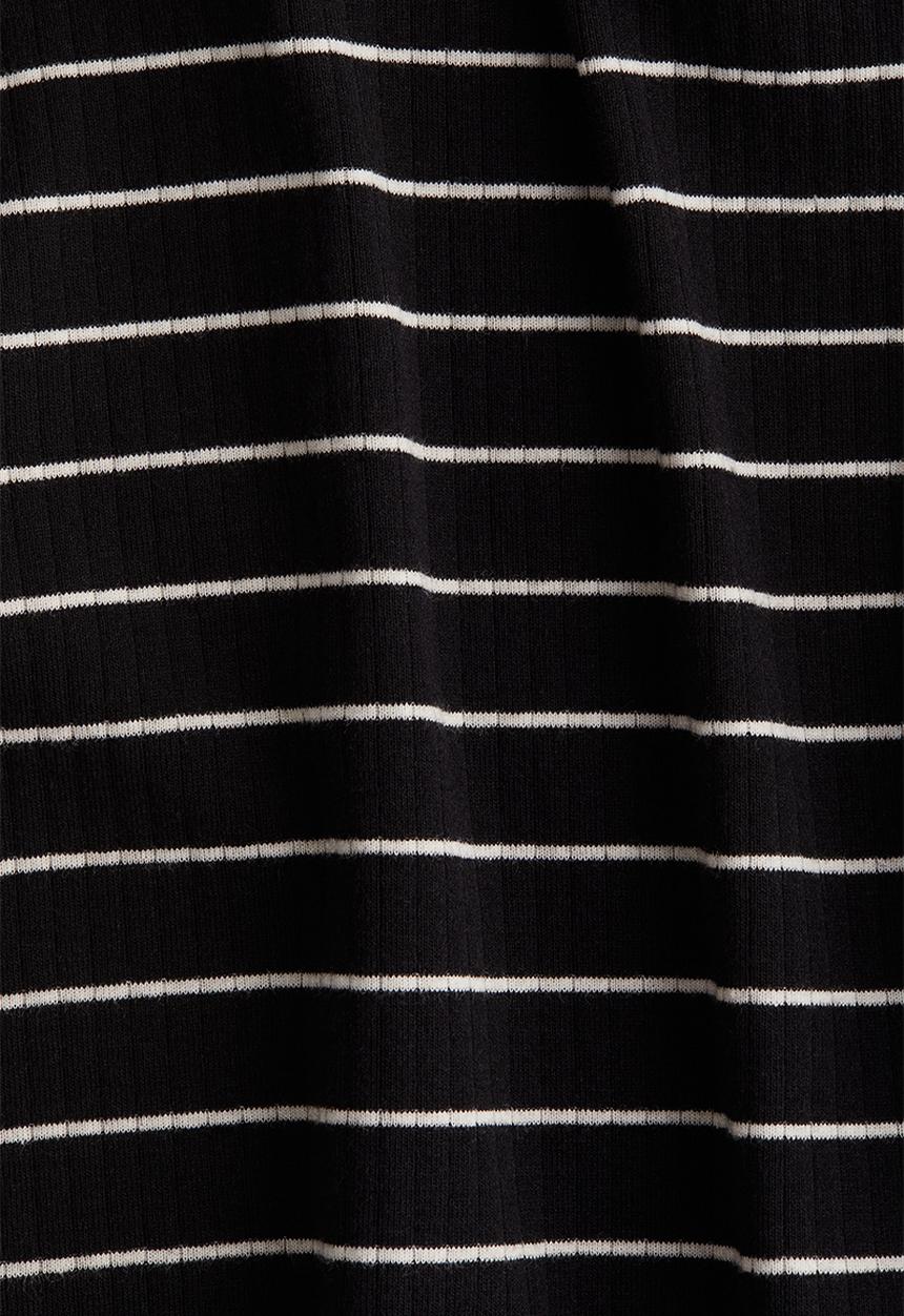 H&M - Cotton-blend trousers - black striped 