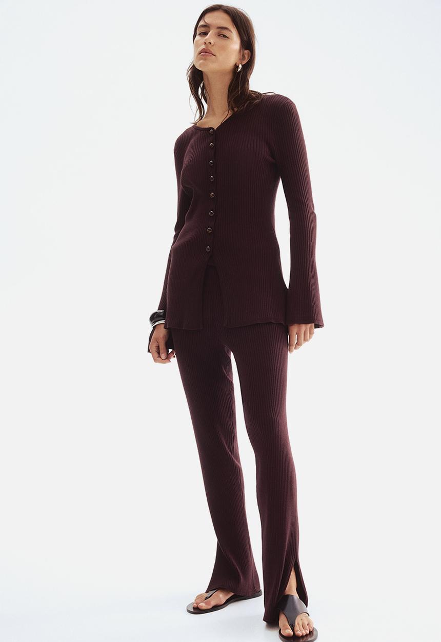 H&M - Rib-knit trousers - dark brown