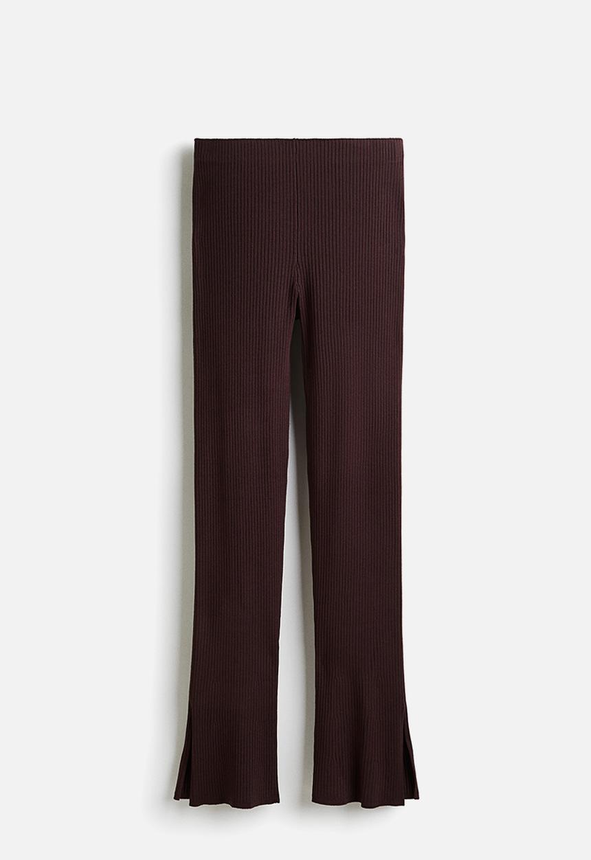 H&M - Rib-knit trousers - dark brown