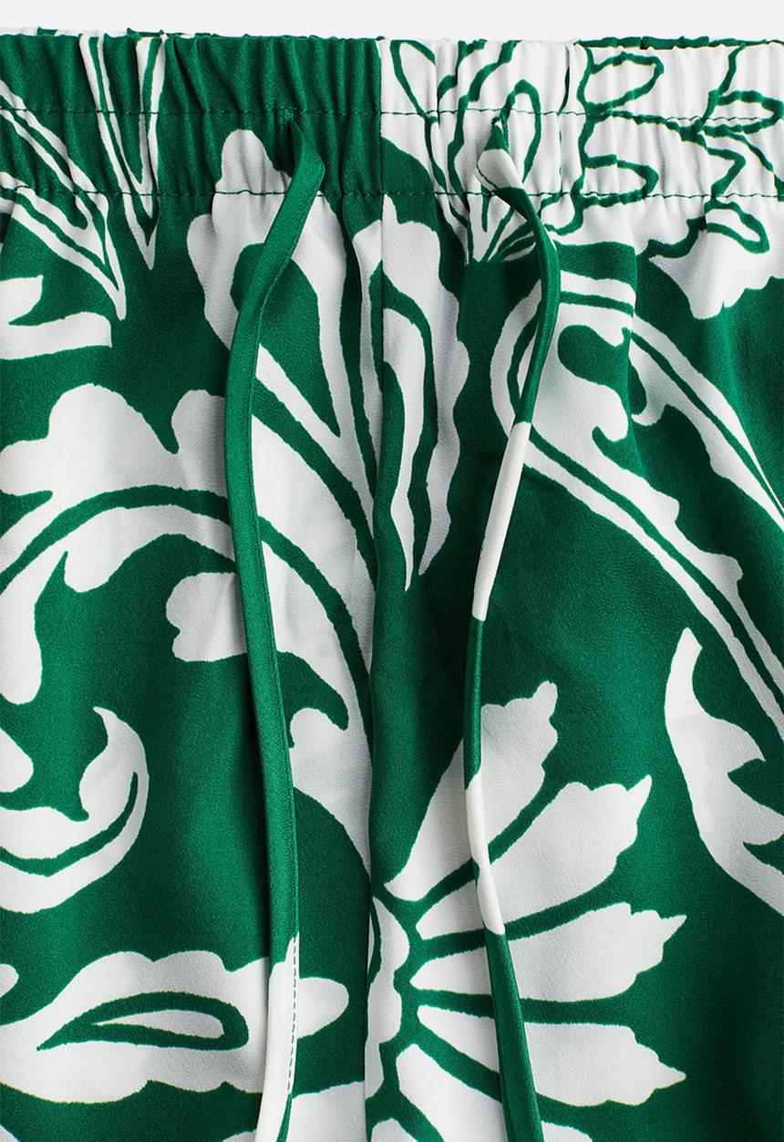 H&M - Patterned drawstring trousers - green/patterned