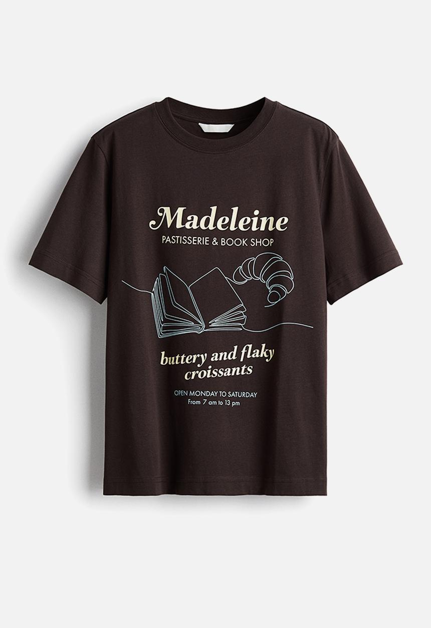 H&M - Printed t-shirt - dark brown croissant