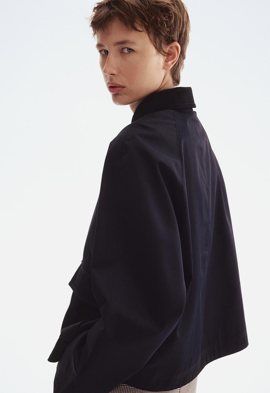 H&M - Corduroy-collar jacket - navy blue