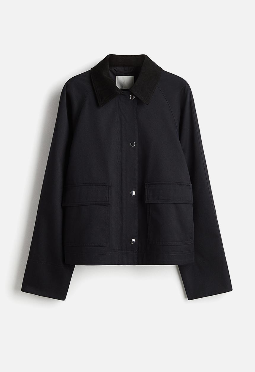 H&M - Corduroy-collar jacket - navy blue