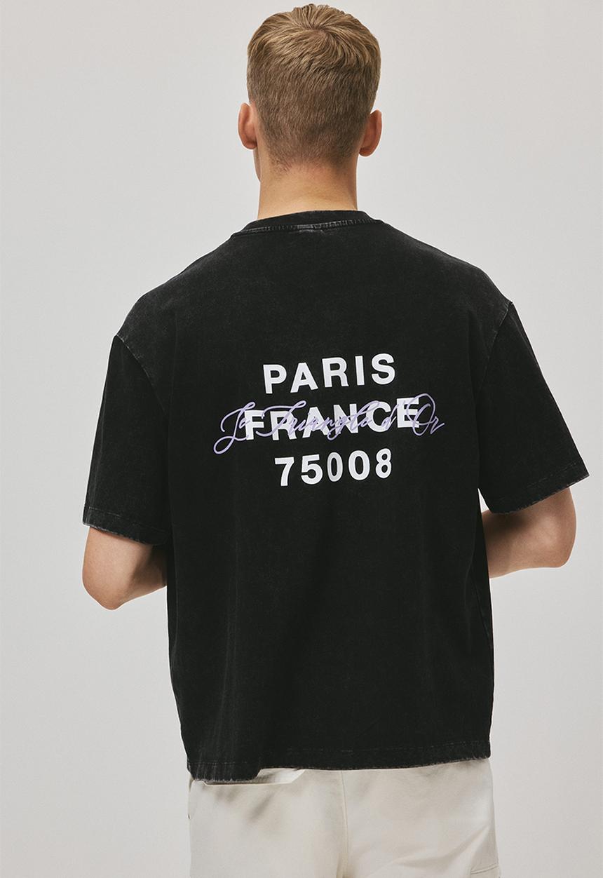 H&M - Boxy fit washed T-shirt - black/paris
