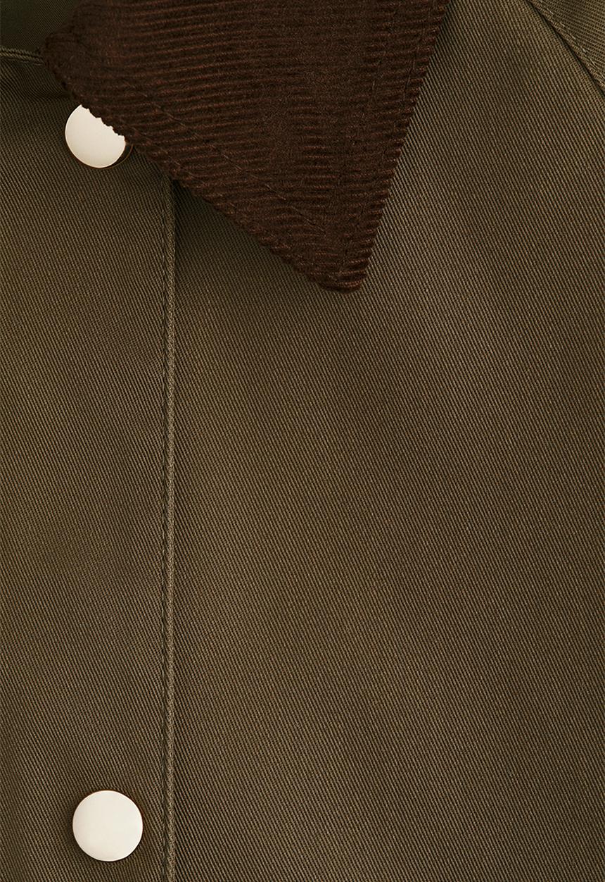 H&M - Corduroy-collar jacket - dark khaki green