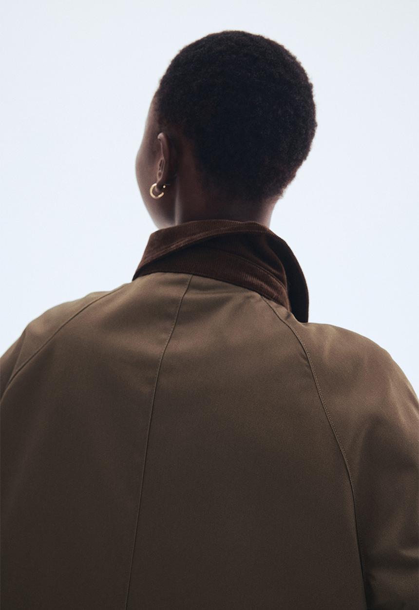 H&M - Corduroy-collar jacket - dark khaki green