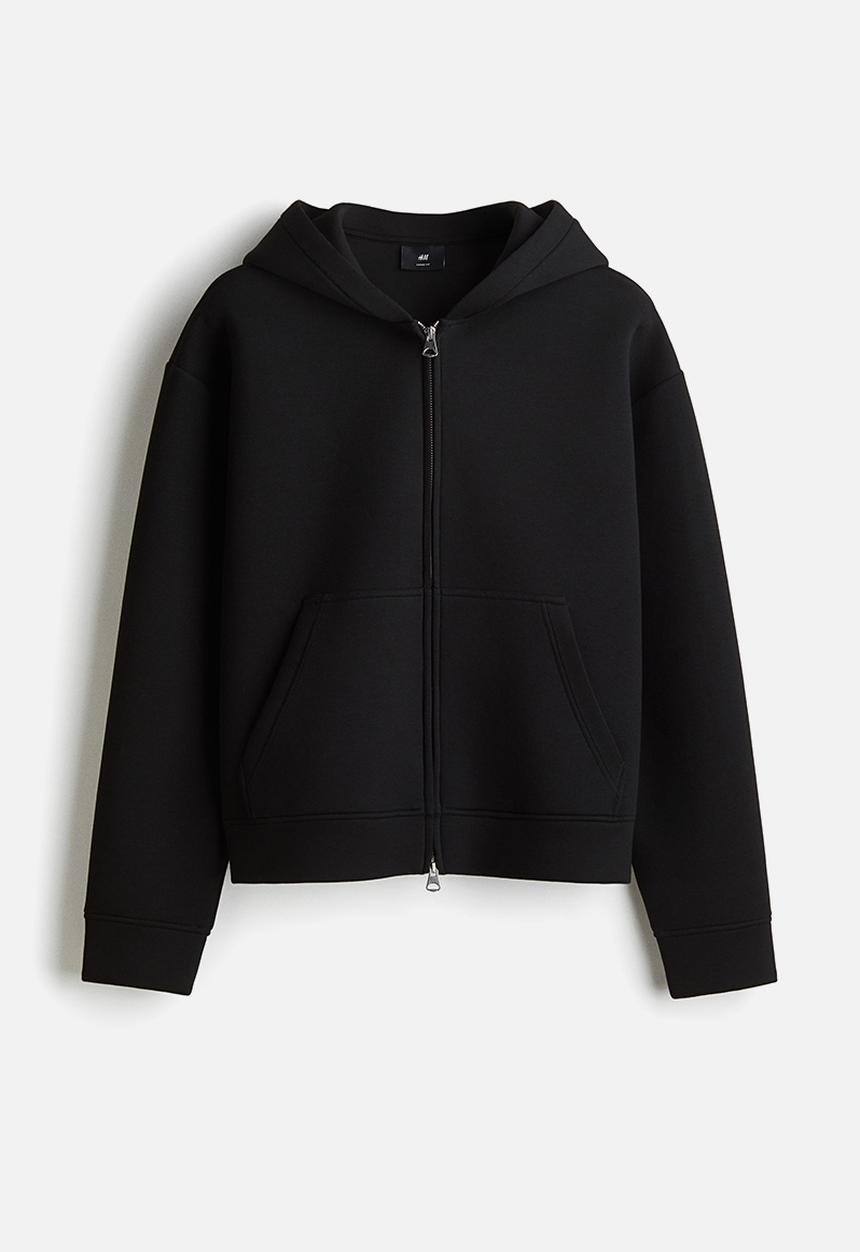H&M - Loose fit scuba zip-through hoodie - black