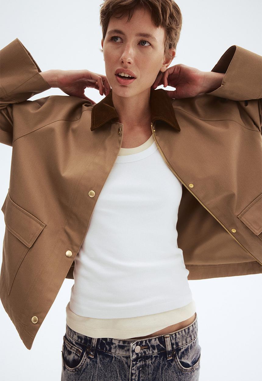 H&M - Corduroy-collar jacket - beige