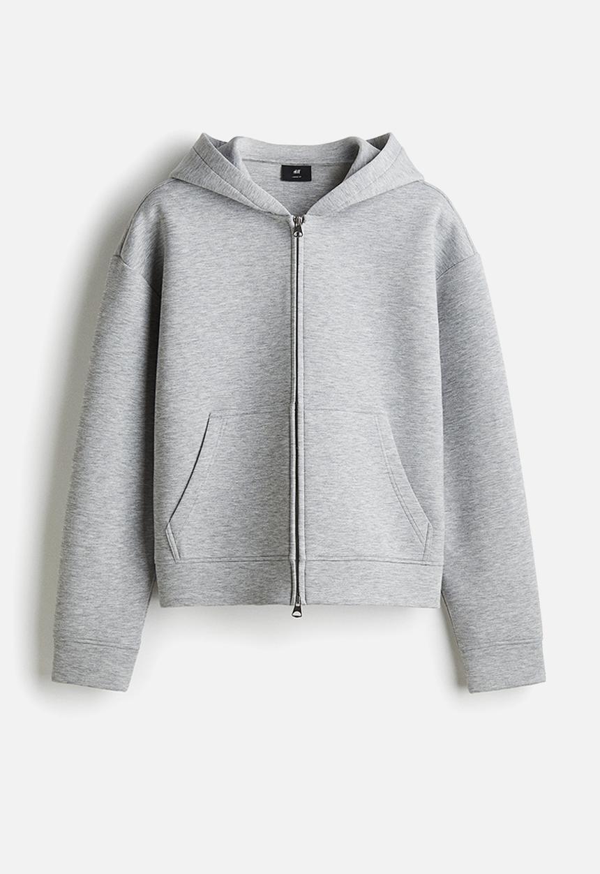 H&M - Loose fit scuba zip-through hoodie - grey marl