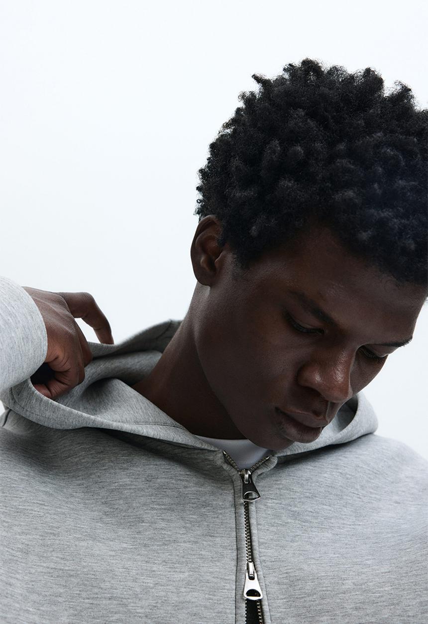 H&M - Loose fit scuba zip-through hoodie - grey marl