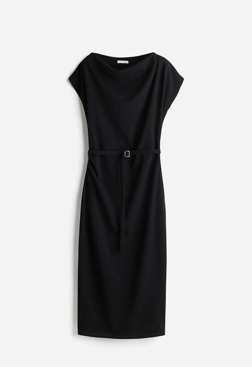 H&M - Draped belted dress - black