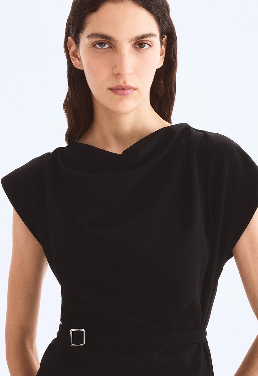 H&M - Draped belted dress - black