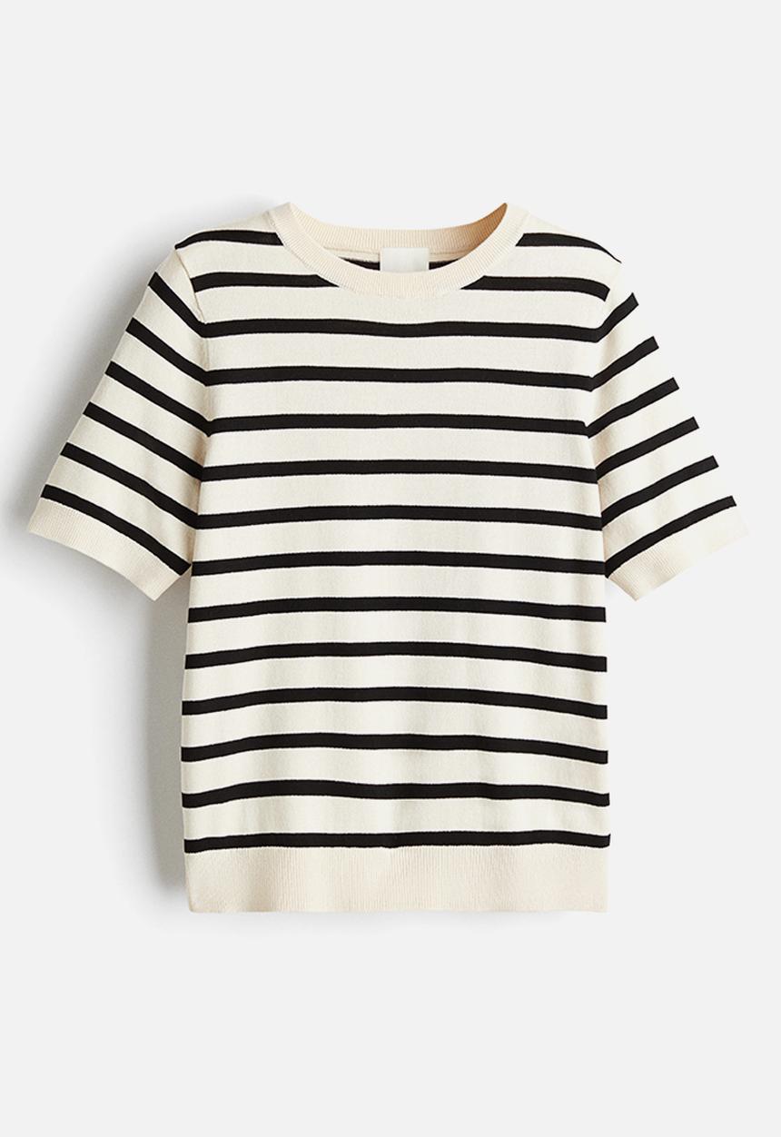H&M - Fine-knit top - cream/striped 