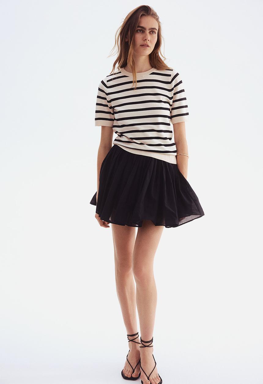 H&M - Fine-knit top - cream/striped 