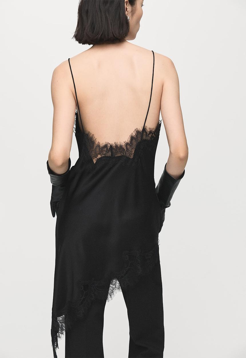 MANGO - Top pearl - black
