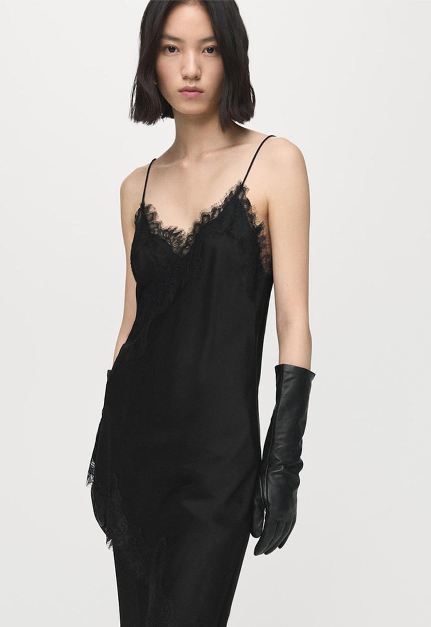MANGO - Top pearl - black