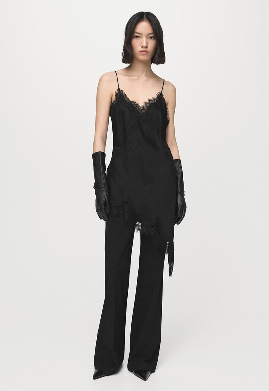 MANGO - Top pearl - black