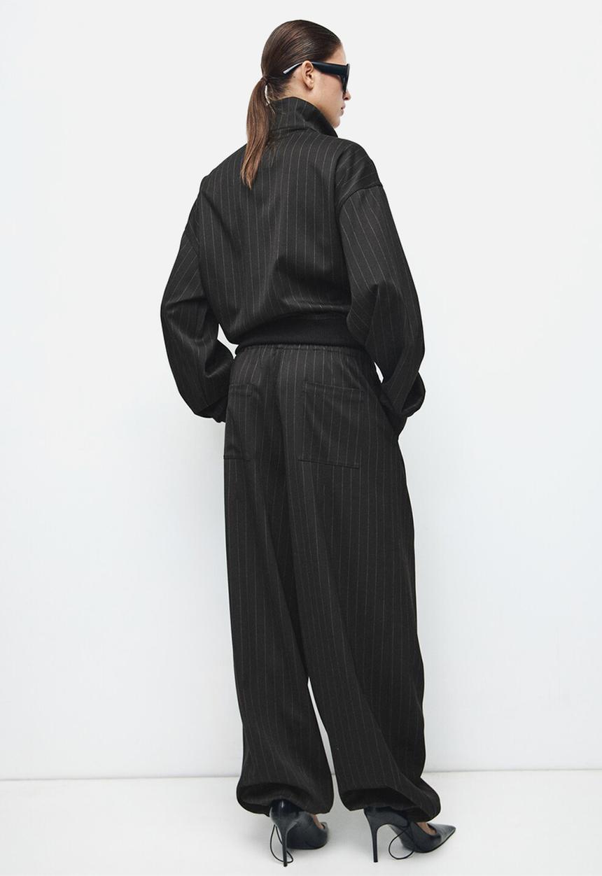 MANGO - Trousers stripe - black