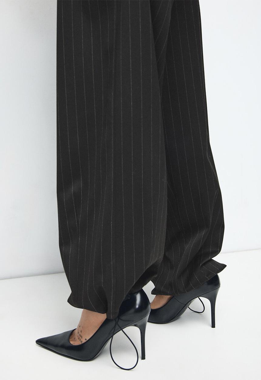 MANGO - Trousers stripe - black