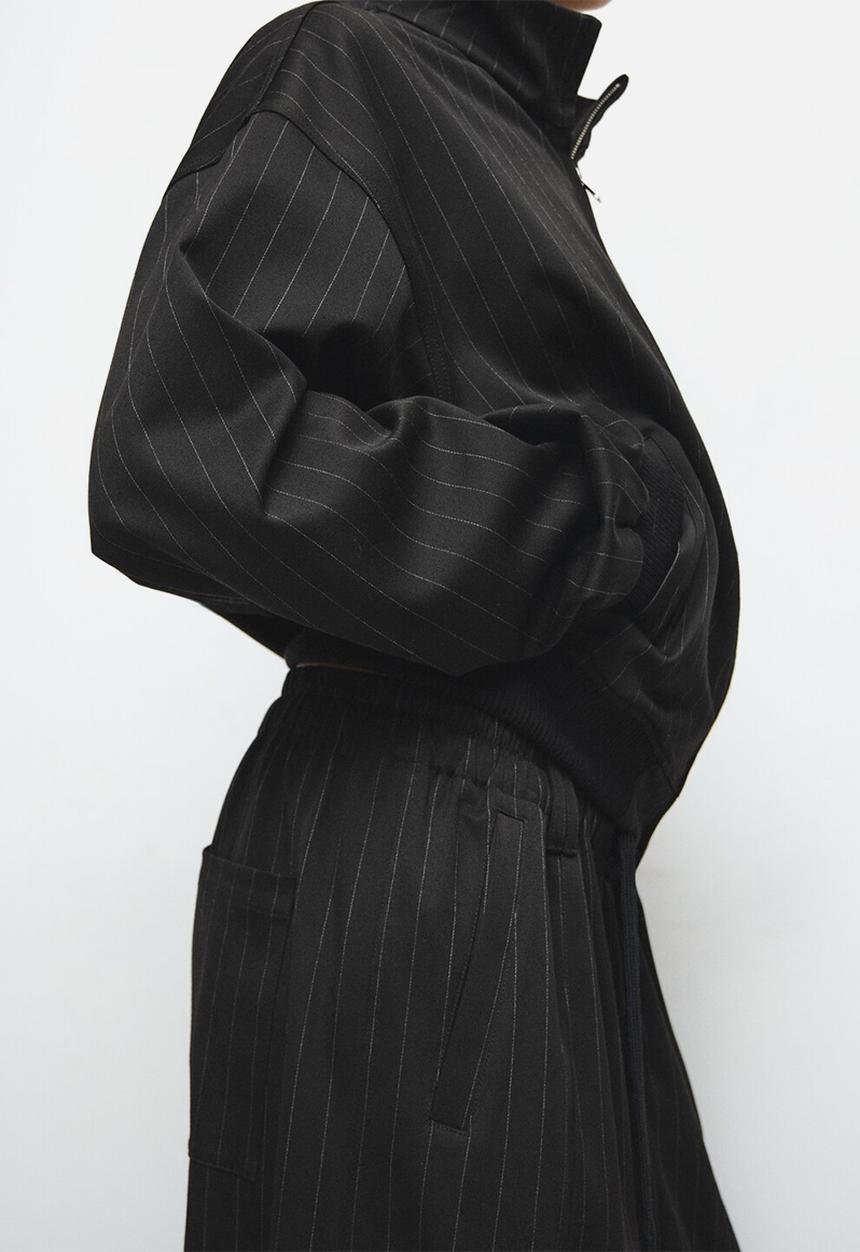 MANGO - Trousers stripe - black