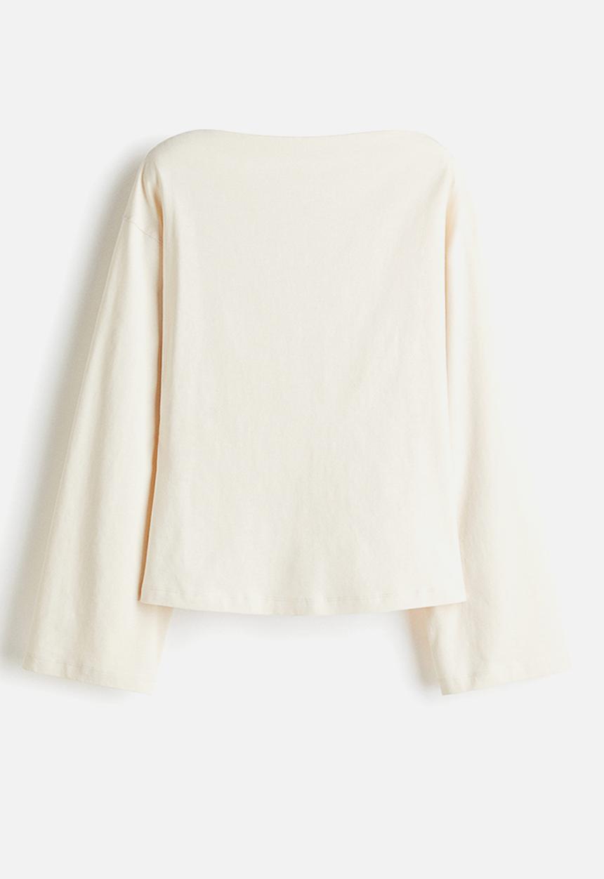 H&M - Boat-neck cotton top - cream